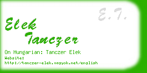 elek tanczer business card